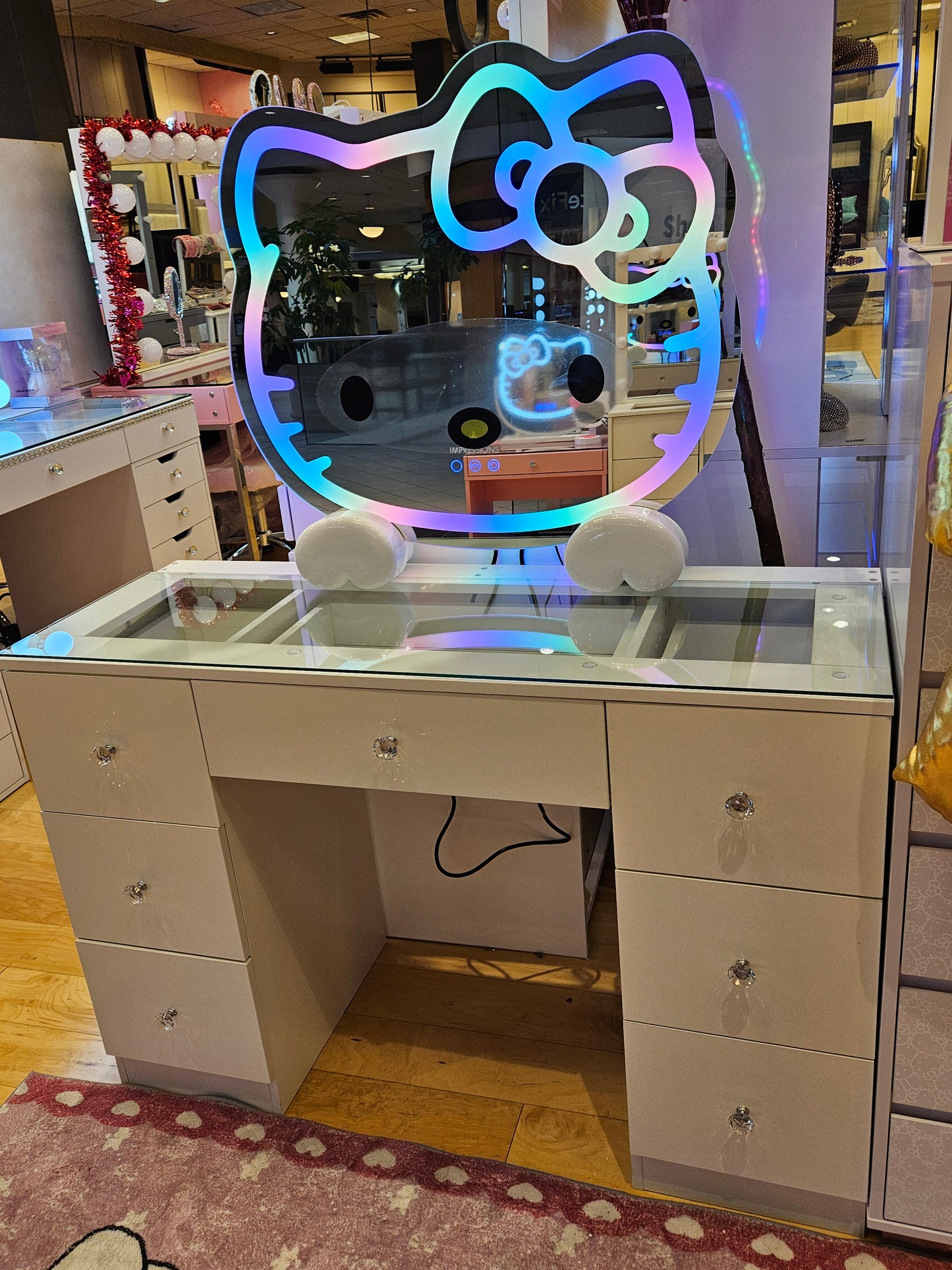 Hello kitty vanity set table and Bluetooth speakers mirror