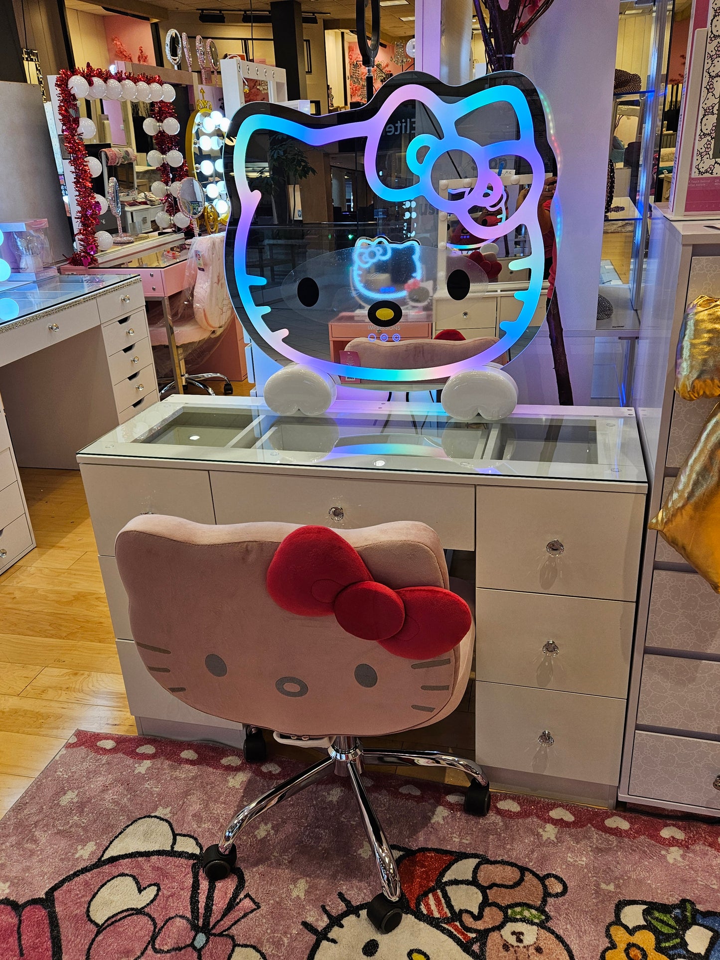 Hello kitty vanity set table and Bluetooth speakers mirror