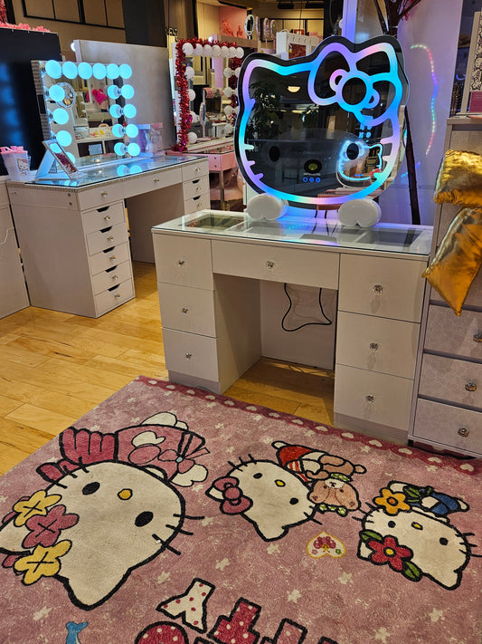 Hello kitty vanity set table and Bluetooth speakers mirror