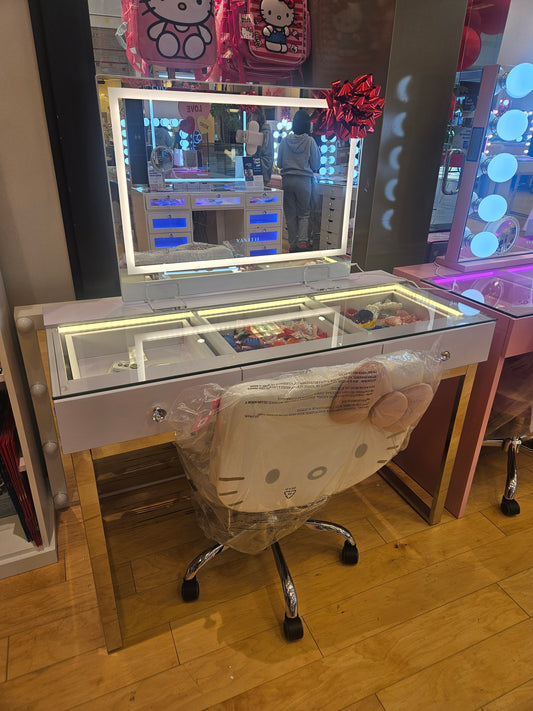 Led vanity set / desk and mirror
